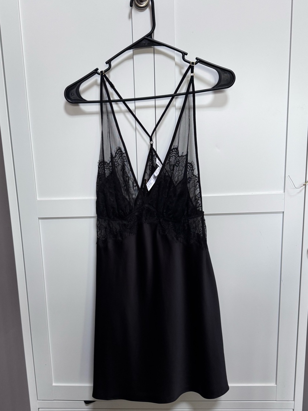 Flora Nikrooz Womens Size Large Black Lace Trim Chemise
